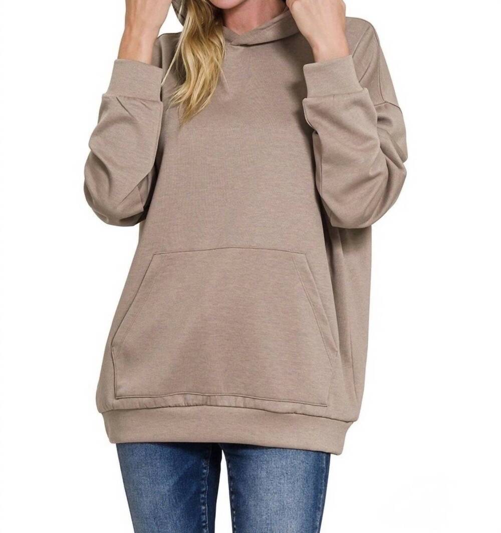 NEW ZENANA oversized scuba hoodie in cocoa
